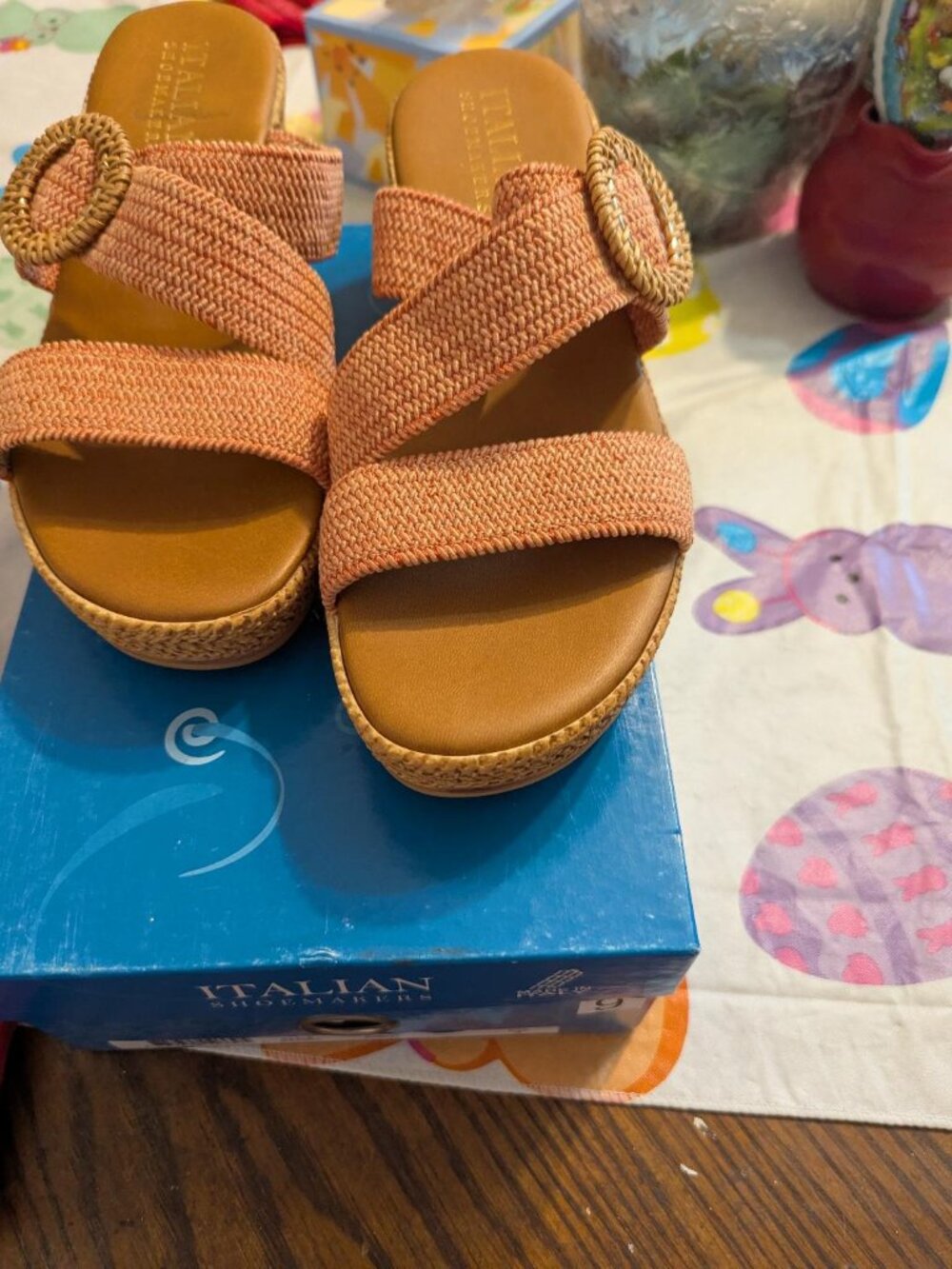 Italian Shoemaker Grania Coral wedge slip on shoe Size 9